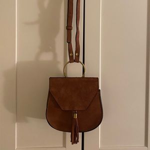 Long strap mini bag suede